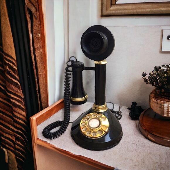 Vintage Antique REPLICA  Candlestick Rotary Phone - Picture 1 of 16